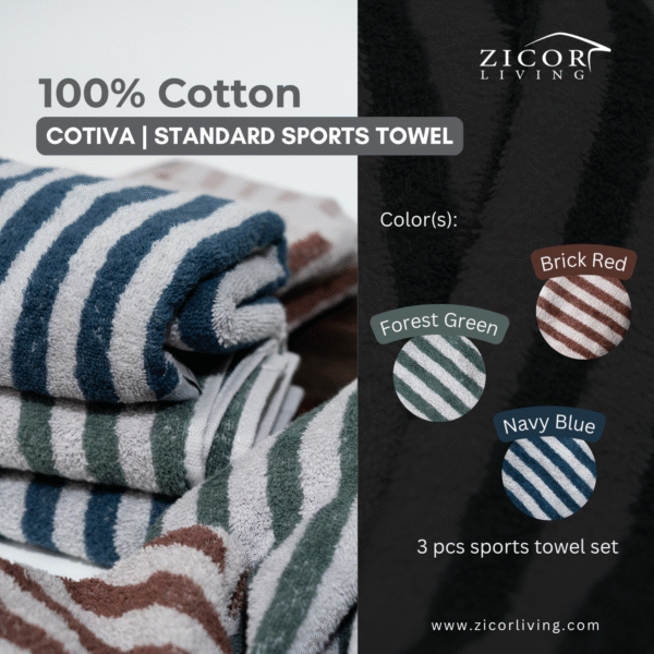 Cotiva | Standard Sports Towel (100% Cotton) Set - Image 3